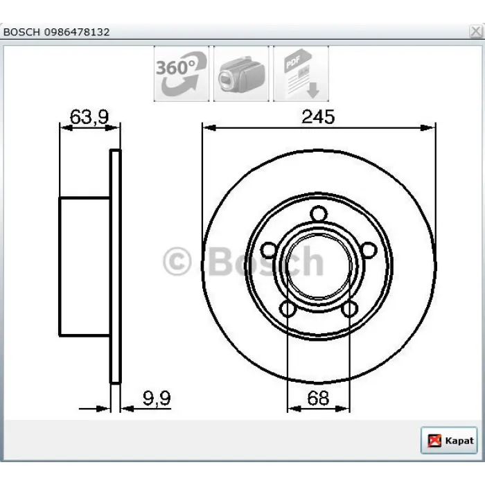 FREN DİSKİ ARKA PASSAT (96-05) A6 (97-05) SUPER B (01-08) DÜZ 245MM