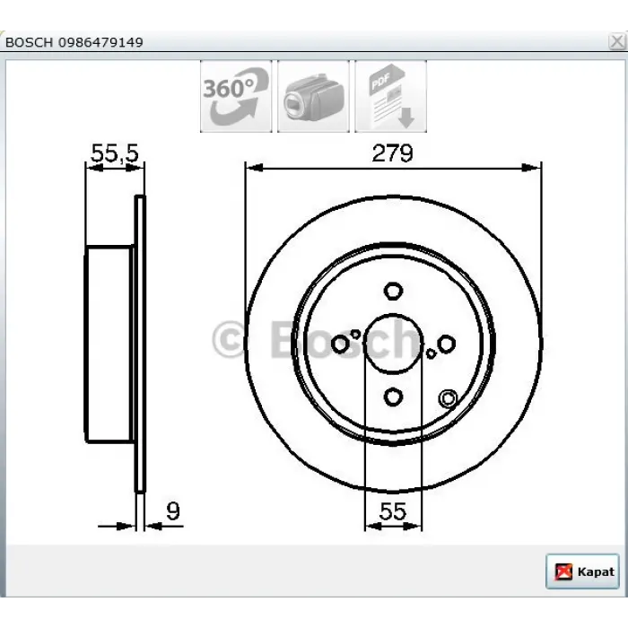 FREN DİSKİ ARKA COROLLA (03-07) AE111 (98-00) AE112 (00-02) DÜZ 279MM