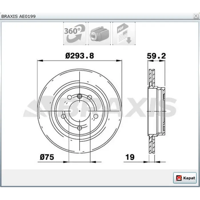 FREN DİSKİ ARKA BMW 3 SERİ E46 (98-05) Z4 E85 (03-09) Z4 E86 (06-09)  HAVALI 294MM