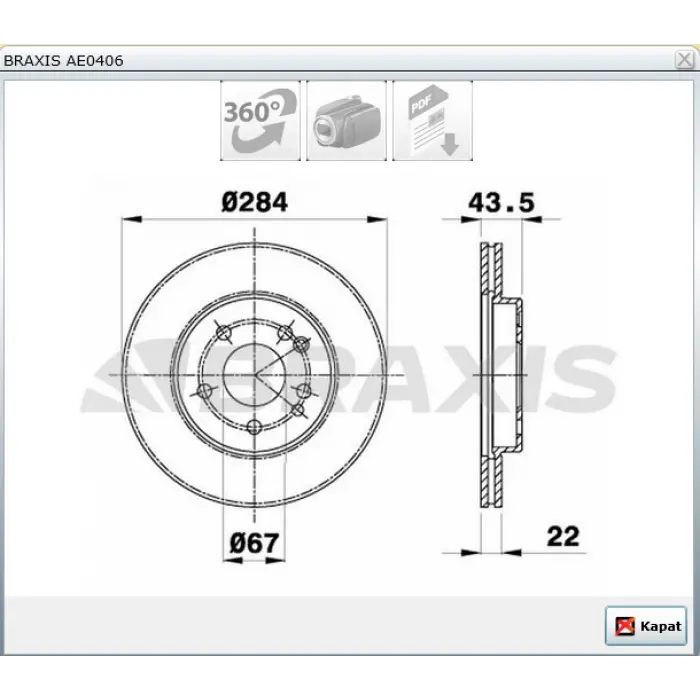 FREN DİSKİ ÖN MERCEDES W124 (84-93) (93-95) W126 (79-91) W201 190E (82-93) A124-C124 (93-98) HAVALI 284MM