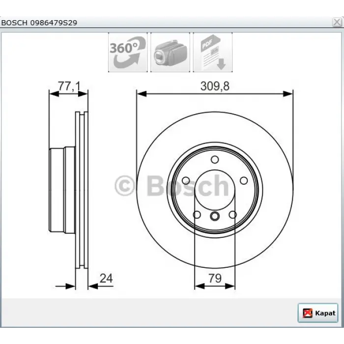 FREN DİSKİ ÖN BMW 5 SERİ E60 (03-10) E61 (04-10) HAVALI 310MM