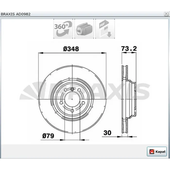 FREN DİSKİ ÖN BMW 3 SERİ E90 (05-11) E91 (04-12) E92 (06-13) E93 (06-13) X1 E84 (09-15) HAVALI 348MM