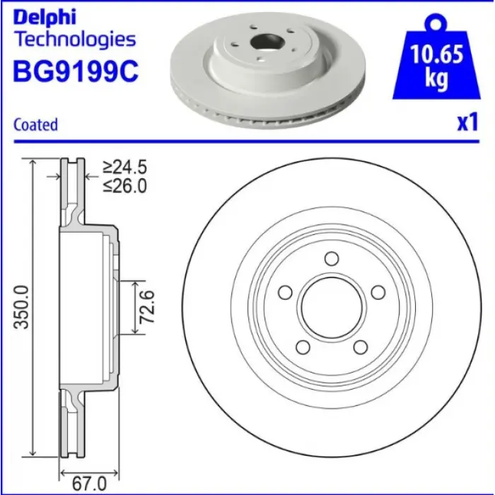 FREN DİSKİ ARKA CHRYSLER 300C LX (04-10) HAVALI 350MM