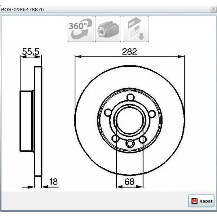 FREN DİSKİ ÖN VW TRANSPORTER T4 (90-03) DÜZ 282MM