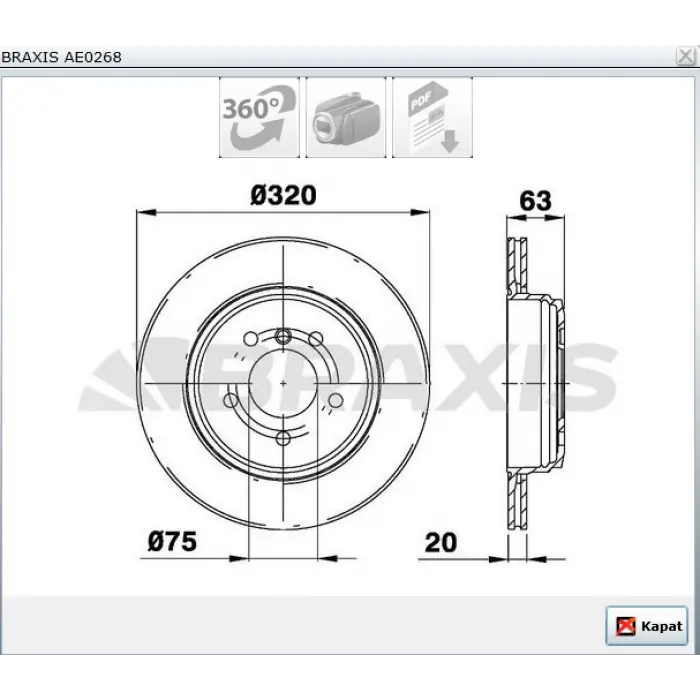 FREN DİSKİ ARKA HAVALI BMW E60 520-525-530  (03-10)  320MM