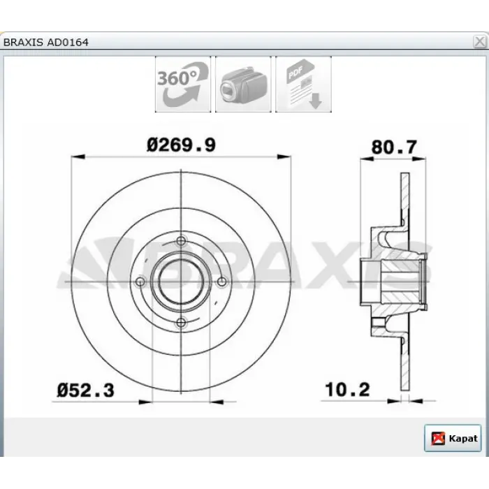 FREN DİSKİ ARKA RULMANLI GRAND SCENIC II (04-09) MEGANE II (04-09) SCENIC II (03-09) DÜZ 270MM
