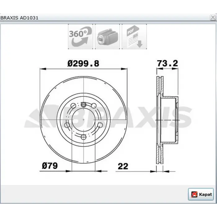 FREN DİSKİ ÖN BMW F20-F21 (2010>)  F30-F31-F35-F80 (2011>)  F34 (2013>)  F32-F33-F36-F82-F83 (2013>)  HAVALI 300MM