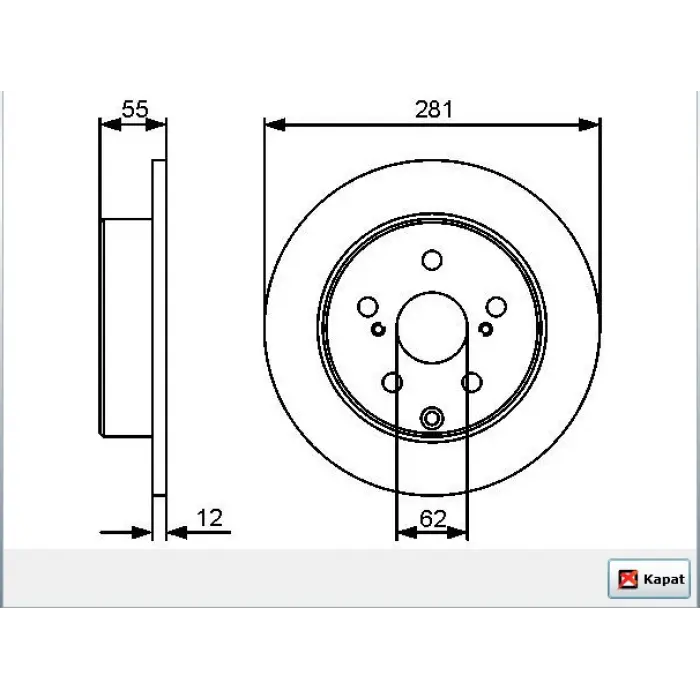 FREN DİSKİ ARKA TOYOTA RAV4 (06-13) DÜZ 281MM