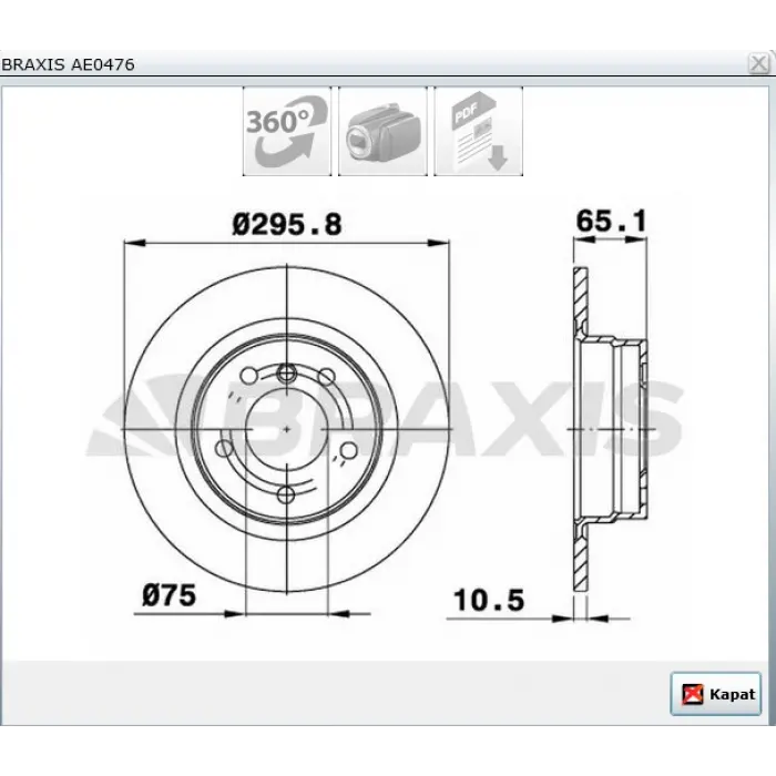 FREN DİSKİ ARKA DÜZ BMW E81 (06-12) E87 (03-13) E90 (05-11) E92 (06-13) 296MM