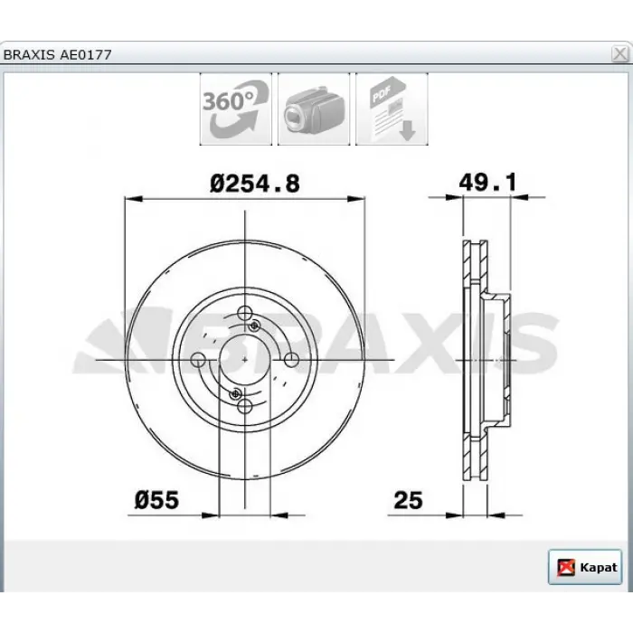 FREN DİSKİ ÖN TOYOTA COROLLA E12 1.4-1.6VVTİ (03-07) FC KASA (05-13) HAVALI 255MM