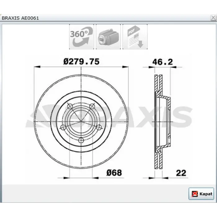 FREN DİSKİ ÖN PASSAT (96-01) PASSAT (00-05) EXEO (08>) A4 (94-01) A4 (00-04) A4 (04-08) HAVALI 280MM