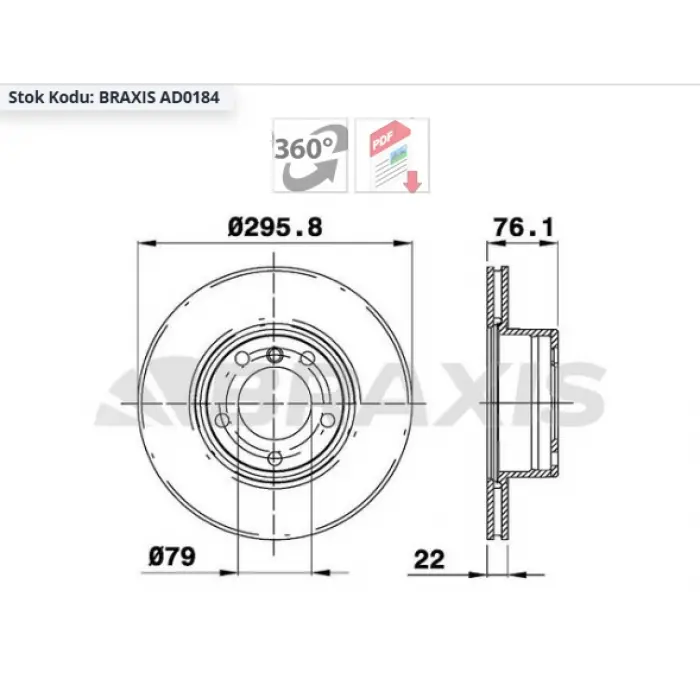 FREN DİSKİ ÖN HAVALI  BMW  5SERİSİ E39 (95-03) 296MM