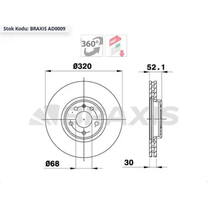 FREN DİSKİ ÖN AUDI A4 (07-15) A5 (09-16) A6 (10>) A7 (10>) Q5 (08-16) HAVALI 320MM