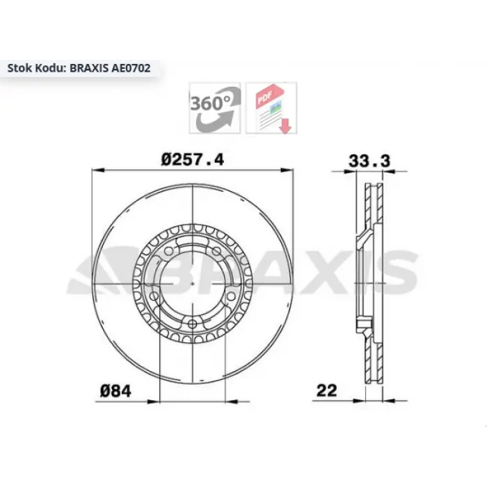 FREN DİSKİ ÖN MITSUBISHI L300 I (80-87) L300 II (86-13) HAVALI 258MM
