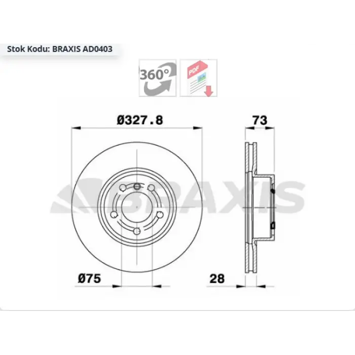 FREN DİSKİ ÖN BMW X3 F25 (2010-2016) X4 F26 (2014>) HAVALI 328MM