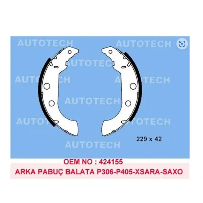 ARKA PABUÇLU BALATA PEUGEOT 306 (93-03) P405 I (87-96) P405 II (92-99) XSARA (98-05) ZX (91-98) LEVYELİ