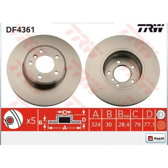 FREN DİSKİ ÖN BMW 5 SERİ E60 / E61 (04-10) 6 SERİ E63 / E64 (04-10)  HAVALI 324MM