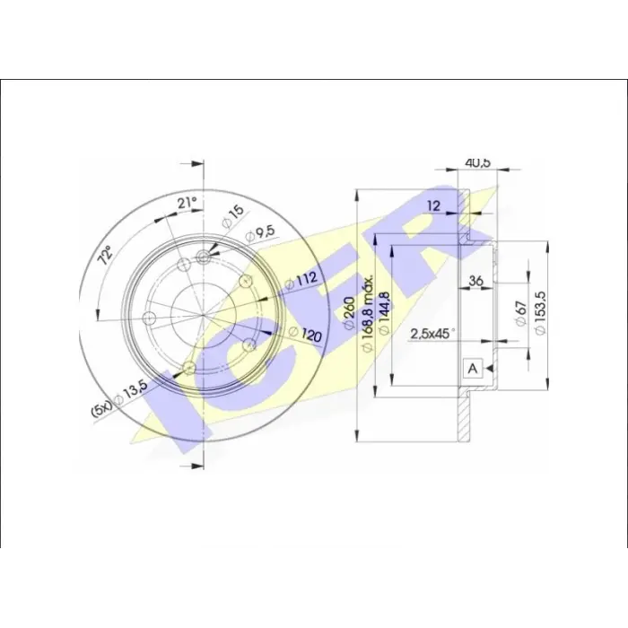 FREN DİSKİ ÖN MERCEDES A SERİSİ W168 (1997-2004) DÜZ 260MM