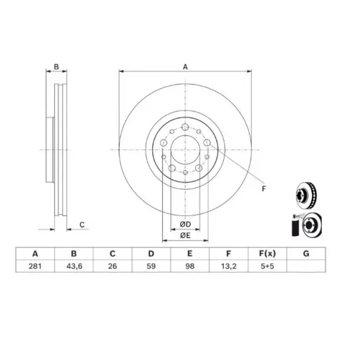 FREN DİSKİ ÖN EGEA CROSS EURO6 2021> HAVALI 281MM
