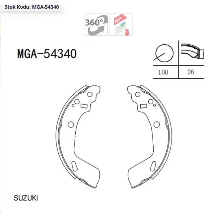 PABUÇLU BALATA ARKA SUZUKI SWIFT 2010>