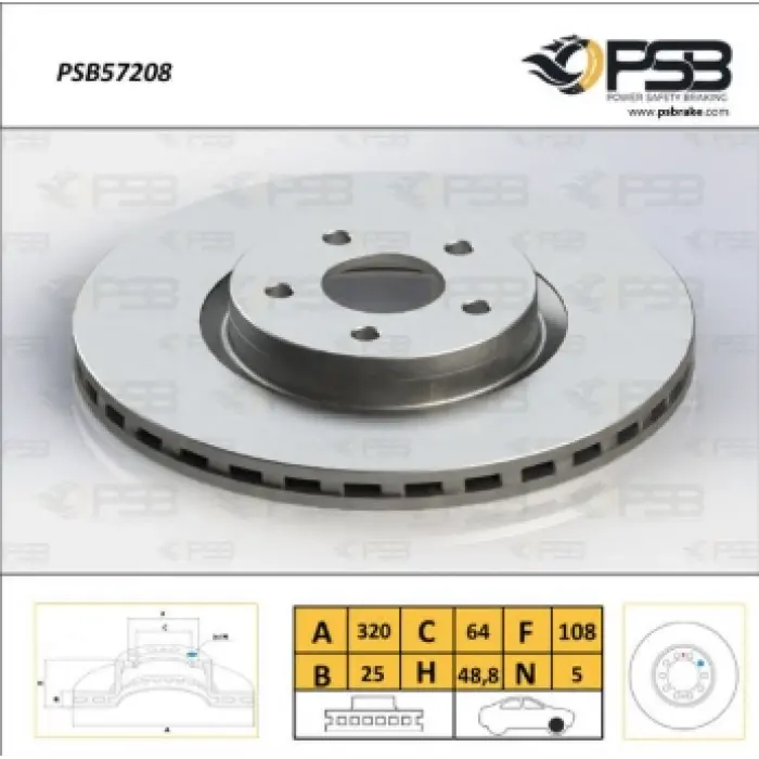 FREN DİSKİ ÖN FOCUS II (04-12) KUGA II (2012>) TRANSİT CONNECT (2013>) C70 II (06-13) S40 II (04-12) V40 (2012>) 7 KOLTUKLU HAVALI 320MM