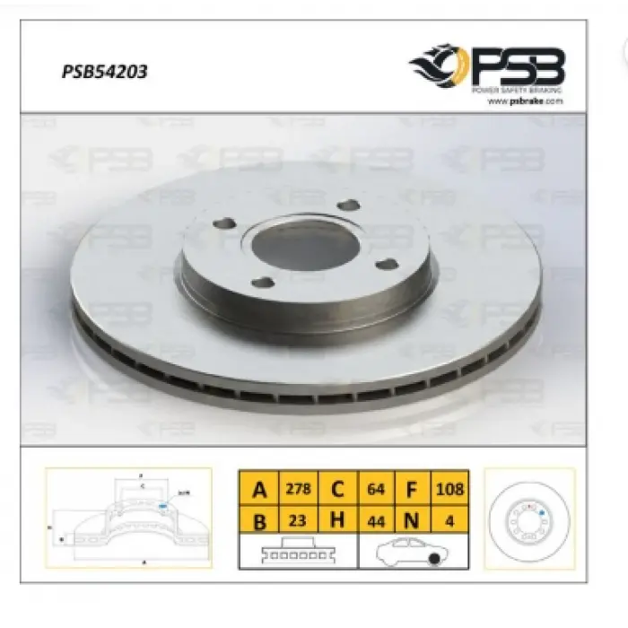 FREN DİSKİ ÖN FORD COURIER (14>) FIESTA VI (08-17) FIESTA VII (17>) B-MAX (12>) HAVALI 278MM