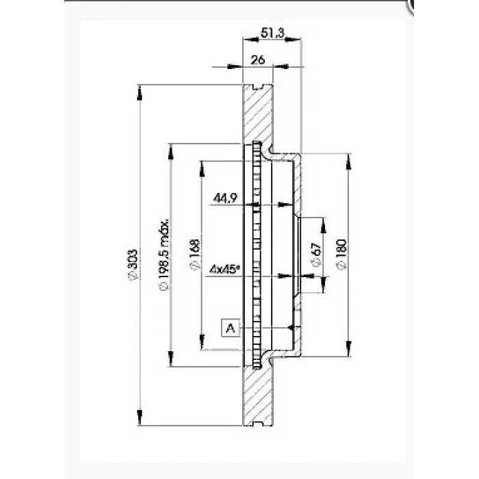 FREN DİSKİ ÖN MERCEDES M SERİ W163 ML230 / ML320 / ML430 / ML270 CDI  (1998-2005) HAVALI 303MM