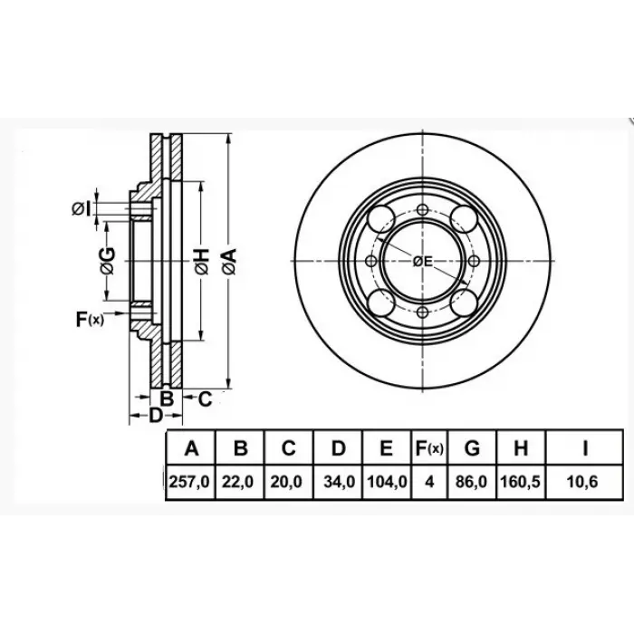 FREN DİSKİ ÖN HYUNDAİ ELANTRA I (90-95) ELANTRA II (95-00) COUPE (96-02) HAVALI 257MM