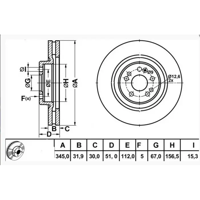 FREN DİSKİ ÖN  MERCEDES ML CLASS W163  (98-05) HAVALI 345MM