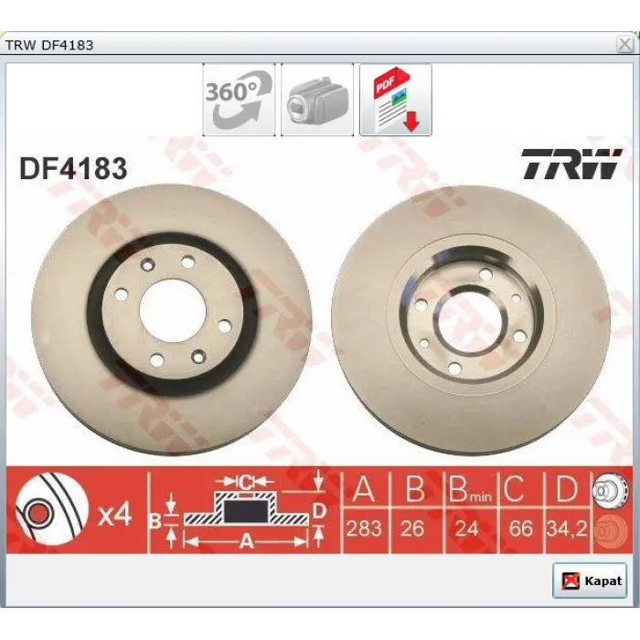 FREN DİSKİ ÖN PARTNER TEPEE-BERLİNGO (08-15) DS3 (15>) DS4 (15-18) P2008 II (19>) P207 (06>) P208 II (19>) P3008 (09-15) P307 (00-07) P308 (07-13) P408 (10>) P5008 (09-15) PARTNER-BERLINGO (96-08)