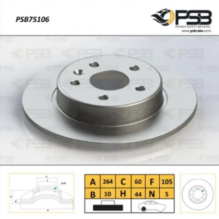 FREN DİSKİ ARKA OPEL ASTRA K (2015>) 15JANT DÜZ 264MM