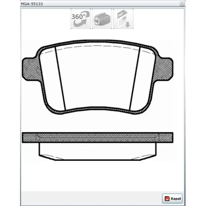 FREN BALATASI ARKA RENAULT KANGOO III  08> MERCEDES CITAN 415  012>