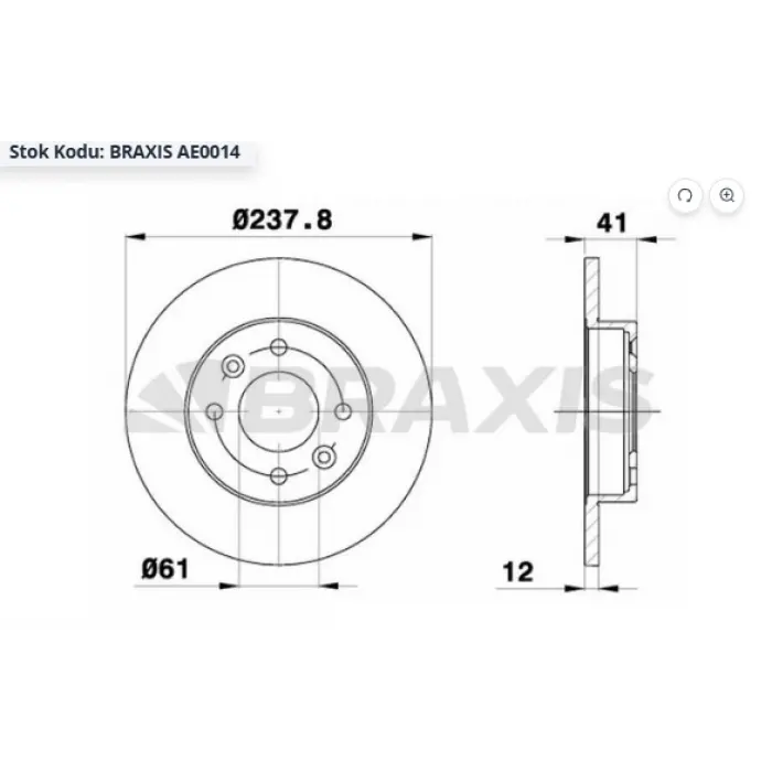 FREN DİSKİ ÖN R9-R11-R19-CLIO I (90-98) CLIO II(98-05) SYMBOL I (98-08) LOGAN(04-10) EXPRES(88-98) MEGANE I (96-03) DÜZ 237,75MM