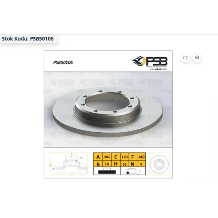 FREN DİSKİ ARKA MASTER III / MOVANO B 2.3DCİ  ÇİFTTEKER (2010-2014)  DÜZ 302MM TK