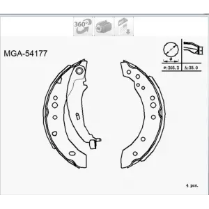 ARKA PABUÇLU BALATA MITSUBISHI COLT VI (02-12) FORFOUR (04-06)  203X38 MM