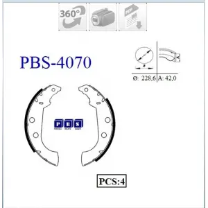 ARKA PABUÇLU BALATA PEUGEOT 306 (93-03) P405 I (87-96) P405 II (92-99) XSARA (98-05) ZX (91-98)