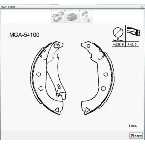ARKA PABUÇLU BALATA ALBEA (96-09) PALIO (96>) STRADA (98-08) 228.6X42 MM