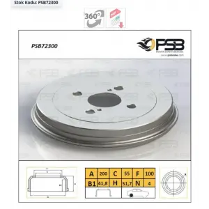 FREN KAMPANASI ARKA TOYOTA YARIS 1999-2005  ABSSİZ ÇAP 200MM