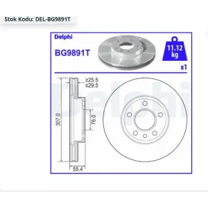 FREN DİSKİ ÖN VW TOUAREG (02-10) TRANSPORTER T5 (03-15) TRANSPORTER T6 (015>) TRANSPORTER T7 (019>) HAVALI 308MM