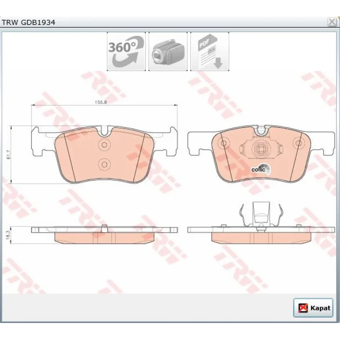 FREN BALATASI ÖN  BMW F20-F21-F30-F31-F32-F33-F34  011>