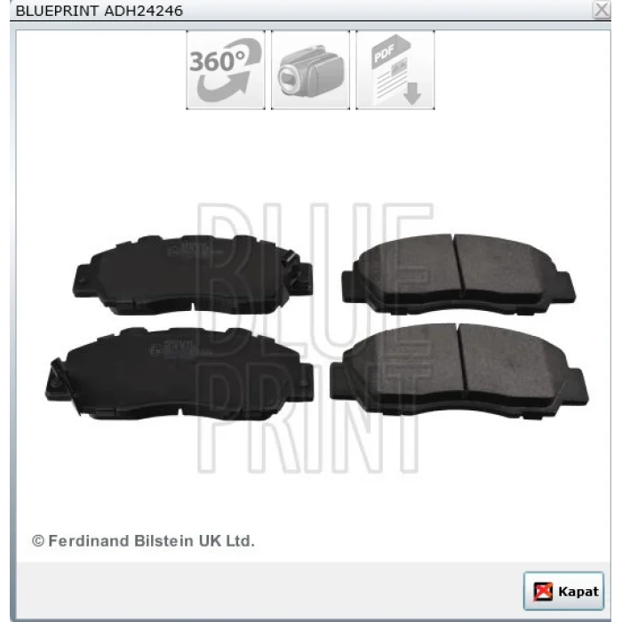 FREN BALATA ON IKAZLI HONDA ACCORD IV-V-VI 1.6i 2.0i 16v 1990-1993-1997 / ACCORD VI 1.6i 2.0i LS 1997-2003 / HR-V (GH) 1.6 1999- / CR-VI 2.0i 16v 1995-2002 / INTEGRA 2.0i 16v 2001-