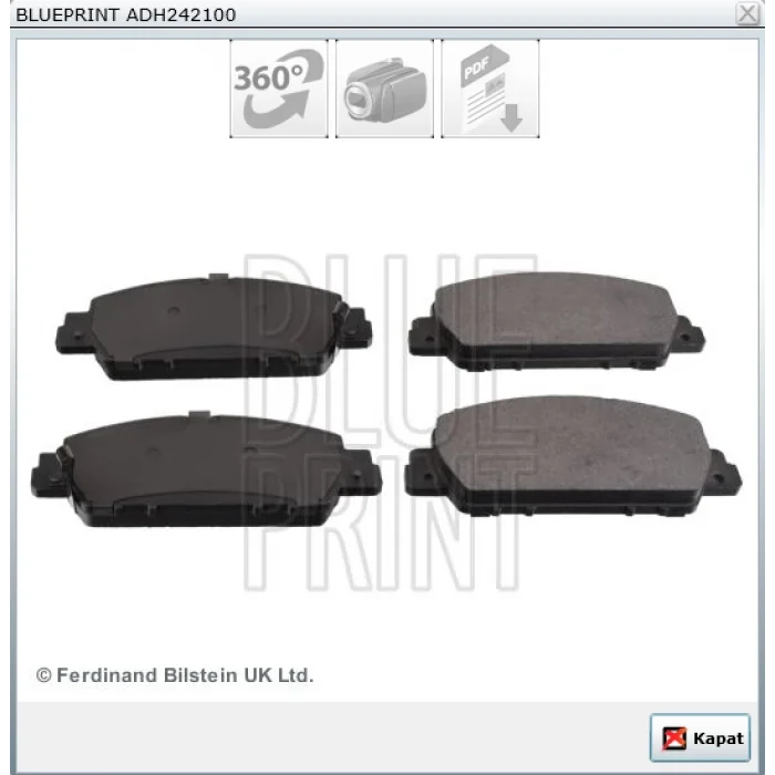 FREN BALATASI ÖN HONDA ACCORD IX (2012>) HR-V 1.5-1.6 I DTEC (2015>)