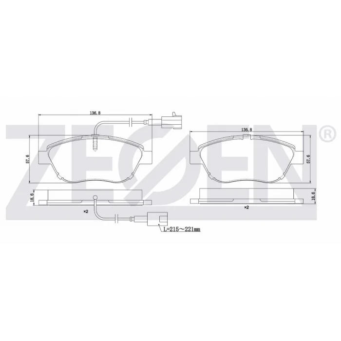 FREN BALATASI ÖN ÇİFTFİŞLİ  DOBLO (010>) G.PUNTO (05-12) LINEA (07>) BRAVO II (06>) OPEL COMBO D (012>)