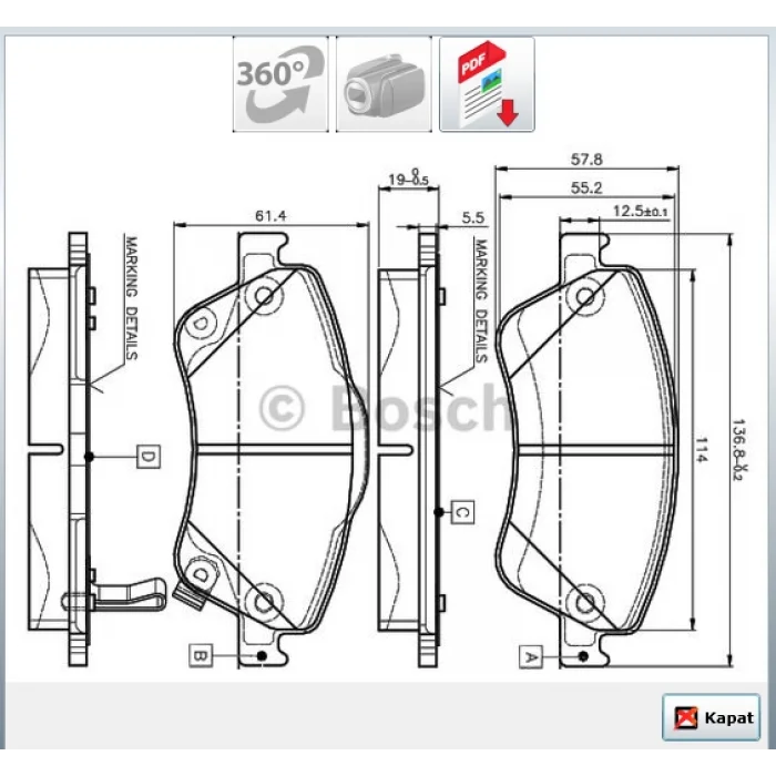 FREN BALATASI ÖN  TOYOTA COROLLA 1.33 VVTİ-1.4 D4D  (07-12)/ AURIS 1.4 D-4D-1.33 VVTİ (07-12)/ COROLLA 1.4 D4D 013>