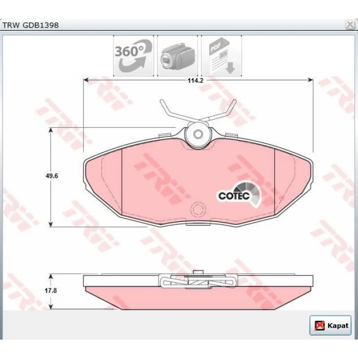 FREN BALATASI ARKA  JAGUAR S-TYPE X200 (99-08) JAGUAR XJ (X350-X358) (03-09) LS (98>)