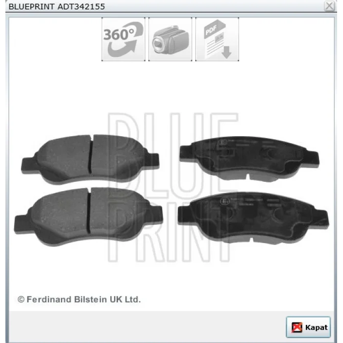 FREN BALATASI ÖN PEUGEOT 107 (2005>) P108 (2014>) C1 (2005-2014) C1 II (2014>) AYGO (2005-2014) AYGO (2014>)