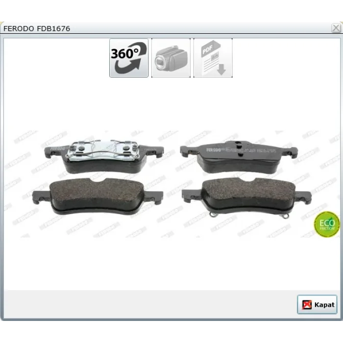 FREN BALATASI ARKA MINI COOPER R50-R52-R53 (01-06)