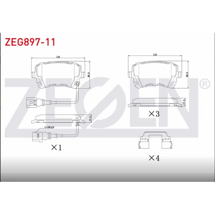 FREN BALATASI ARKA FİŞLİ VW TRANSPORTER T5 (7HA,7HH,7EA,7EH) 1.9 TDI 2003-2011/ TRANSPORTER T5 (7HA,7HH,7EA,7EH) 2.5 TDI 2003-2011 TRANSPORTER T6 2.5TDİ 2015-2019