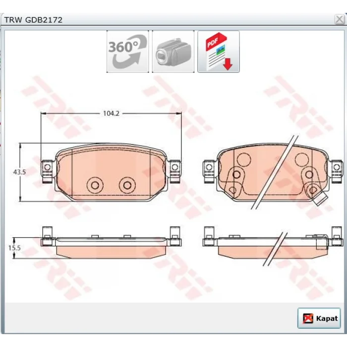 FREN BALATASI ARKA MAZDA 3  2013>