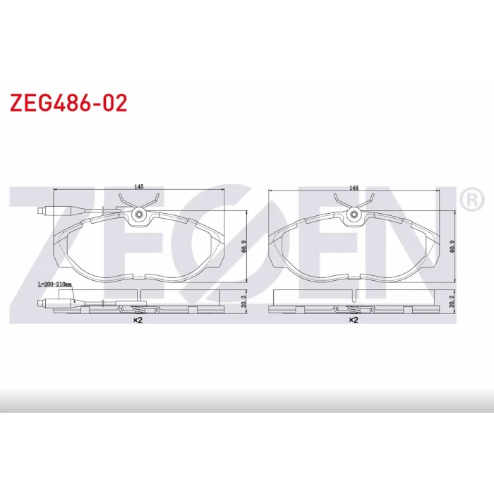 FREN BALATA ÖN FİŞLİ  DUCATO 2.5 -2.0JTD 1994-2002 / DUCATO 2.8 JTD 1994-2002 / BOXER I 2.5 D 1994-2002 / JUMPER I 2.8 TDI 1994-2002 / JUMPER I 2.5 D 1994-2002 1400KG YUVARLAK SOKET